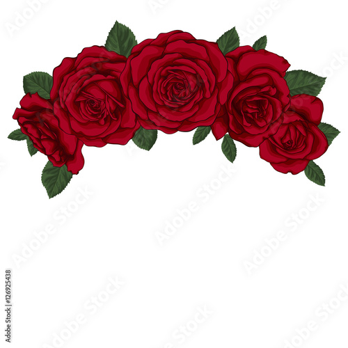 beautiful bouquet with red roses and leaves. Floral arrangement.