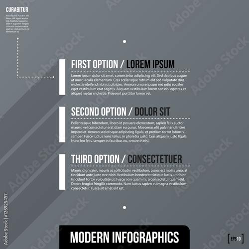 Modern business template with three text options on gray background. Neutral corporate style.