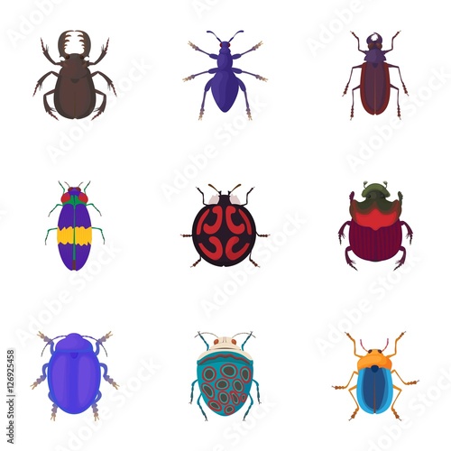 Bugs icons set. Cartoon illustration of 9 bugs vector icons for web
