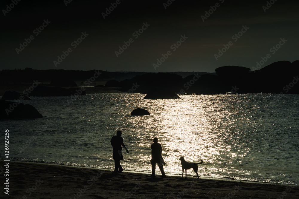 F, Bretagne, Finistère, an der Pointe de Pontusval, Sonnenspieg