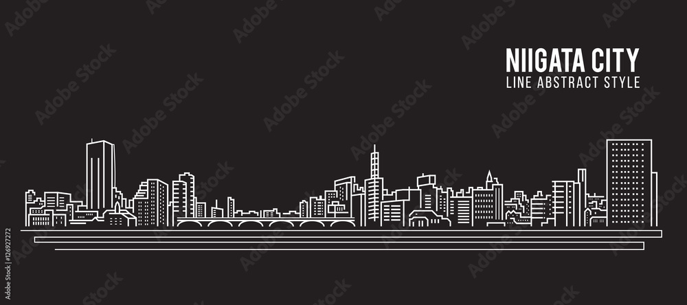 Cityscape Building Line art Vector Illustration design - Niigata city