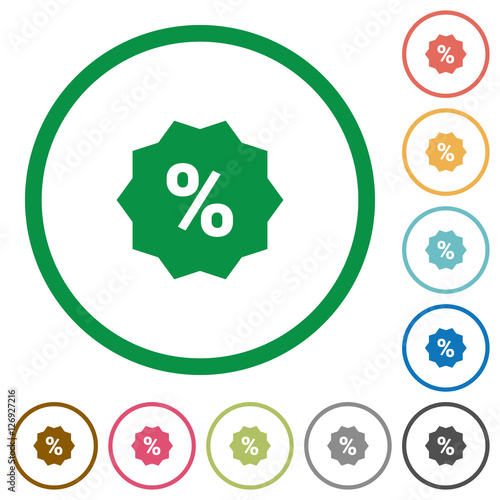 Discount flat icons with outlines