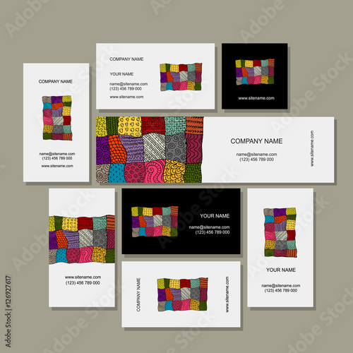 Business card collection, patchwork carpet design