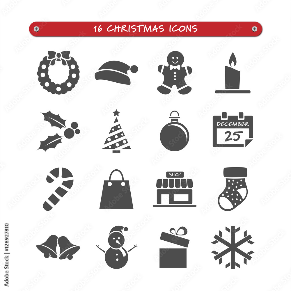 Conjunto de iconos aislados de Navidad