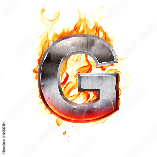 Metallic letter on fire