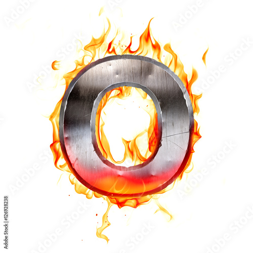 Metallic letter on fire