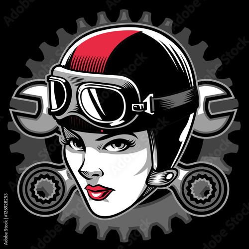 lady biker head