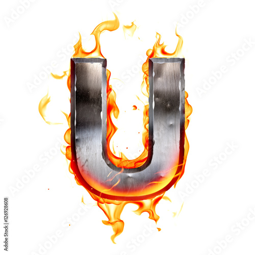 Metallic letter on fire