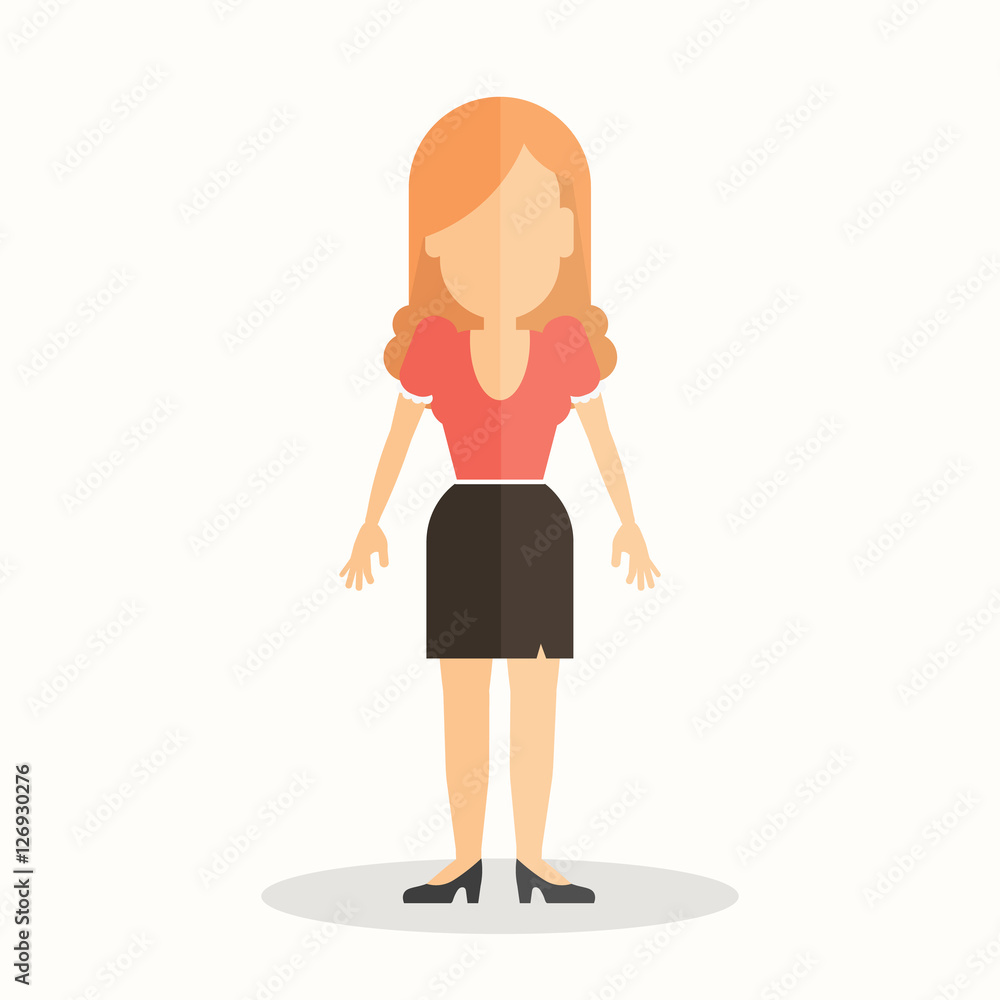 Isolated woman on white. Cartoon character on white background. Isolated woman on white. Cartoon character on white background.