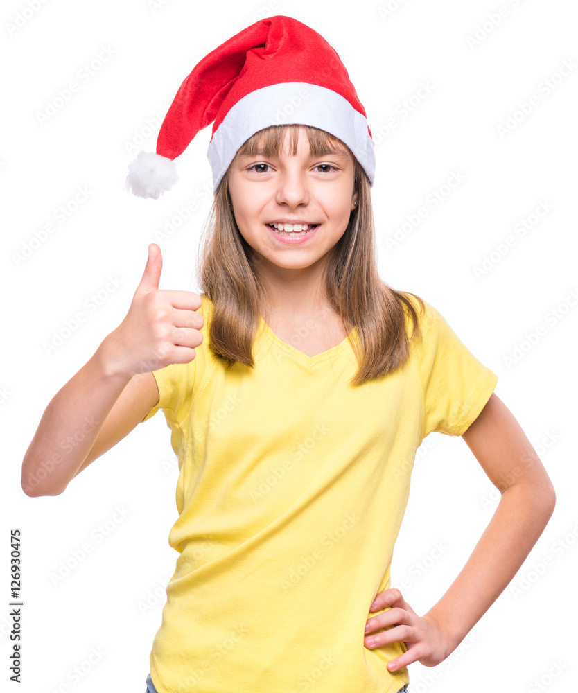 Cute girl wearing Santa Claus hat Cute girl wearing Santa Claus hat
