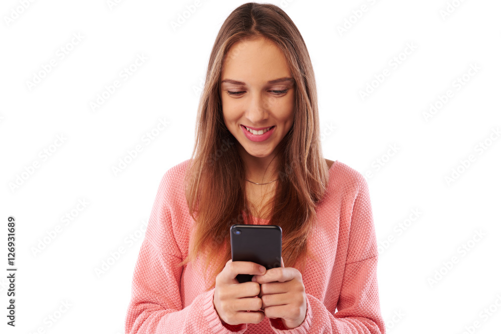 Close-up of modern youth checking email via smart while posing a Close-up of modern youth checking email via smart while posing a