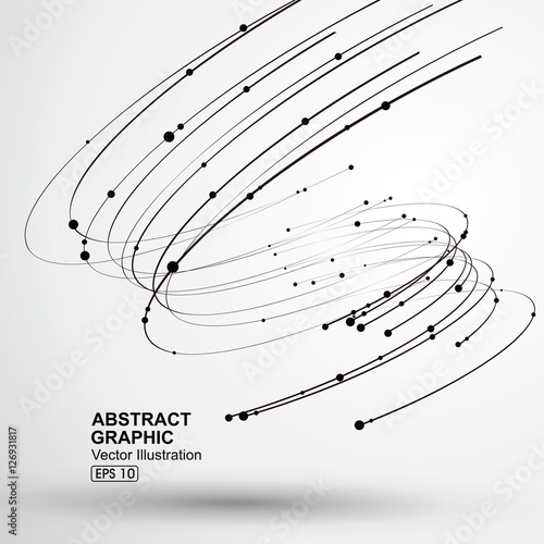 Points and curves of spiral abstract graphics. photo