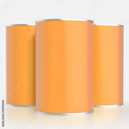 Metal food container mock up. Isolated. 3d illustration