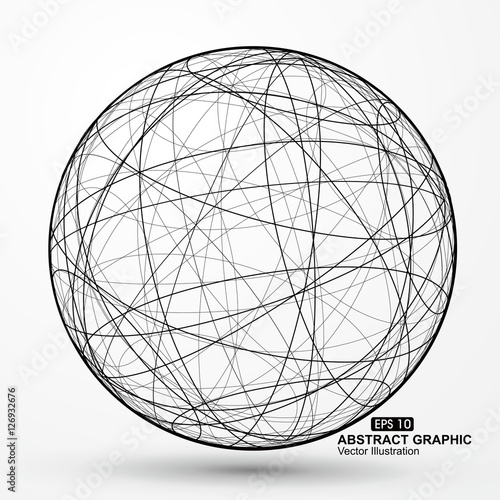 Point and curve constructed the sphere wireframe  technological sense abstract illustration.