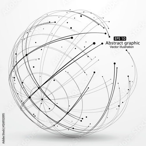 Point and curve constructed the sphere wireframe, technological sense abstract illustration.