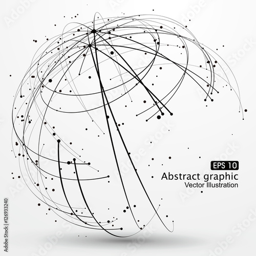 Point and curve constructed the sphere wireframe, technological sense abstract illustration.