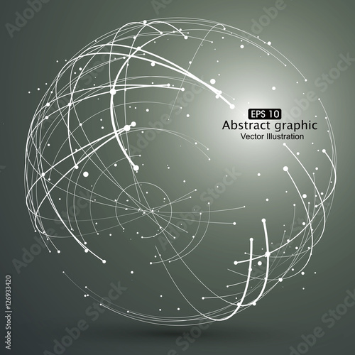 Point and curve constructed the sphere wireframe, technological sense abstract illustration.