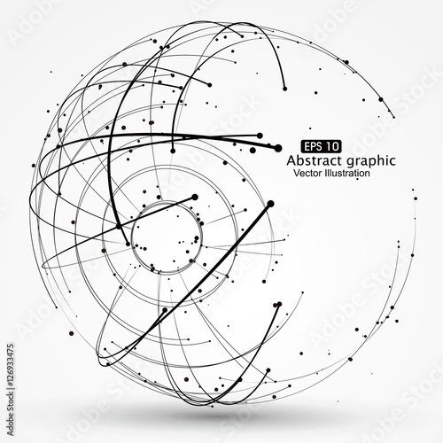 Point and curve constructed the sphere wireframe, technological sense abstract illustration. photo