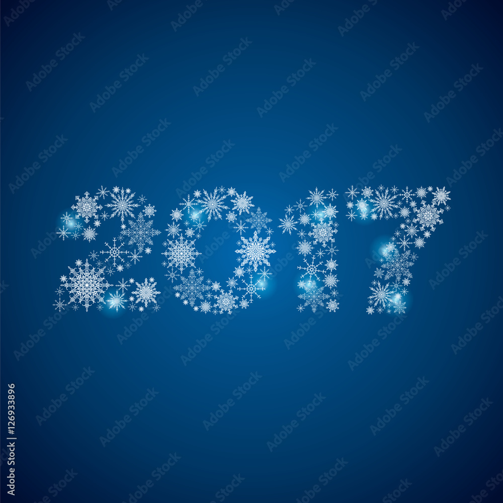 2017 consisting of snowflakes on blue background 2017 consisting of snowflakes on blue background