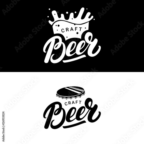 Set of beer hand written lettering logos, labels, badges for beerhouse, brewing company, pub, bar.