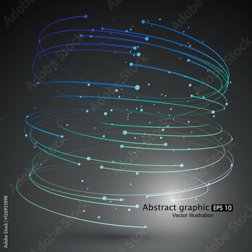 Point and curve composed abstract graphic, vector illustration