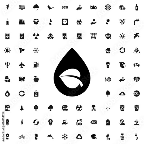 leaf and drop icon illustra...
