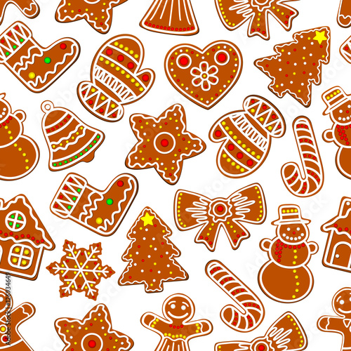 Christmas festive ginger cookie seamless pattern