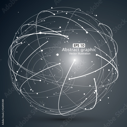 Point and curve constructed the sphere wireframe, technological sense abstract illustration.
