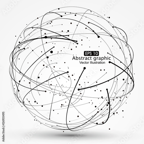 Point and curve constructed the sphere wireframe, technological sense abstract illustration.