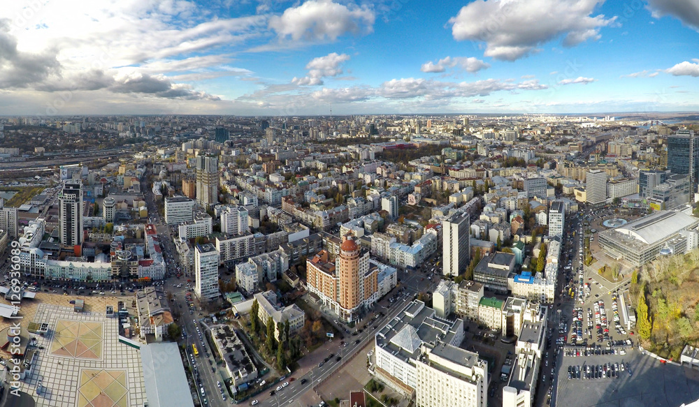 Aerial view of the business district in Kiev, Ukraine