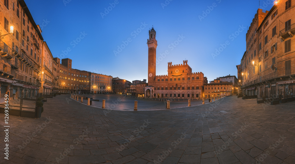 Italy. Sienna. Piazza del Campo in the morning