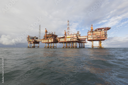 Offshore construction platform for production oil and gas, Oil and gas industry and hard work, Production platform and operation process by manual and auto function