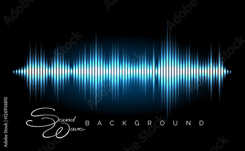 Abstract sound wave vector background. Stereo audio waveform poster