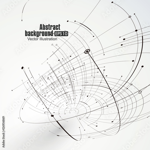 Point and curve constructed the sphere wireframe  technological sense abstract illustration.