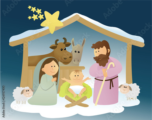 Christmas nativity scene with holy family 