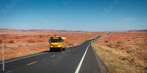 Shool bus on Highway 89