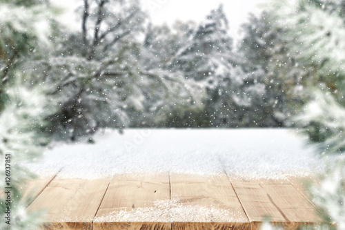 wooden desk and snow space  © magdal3na