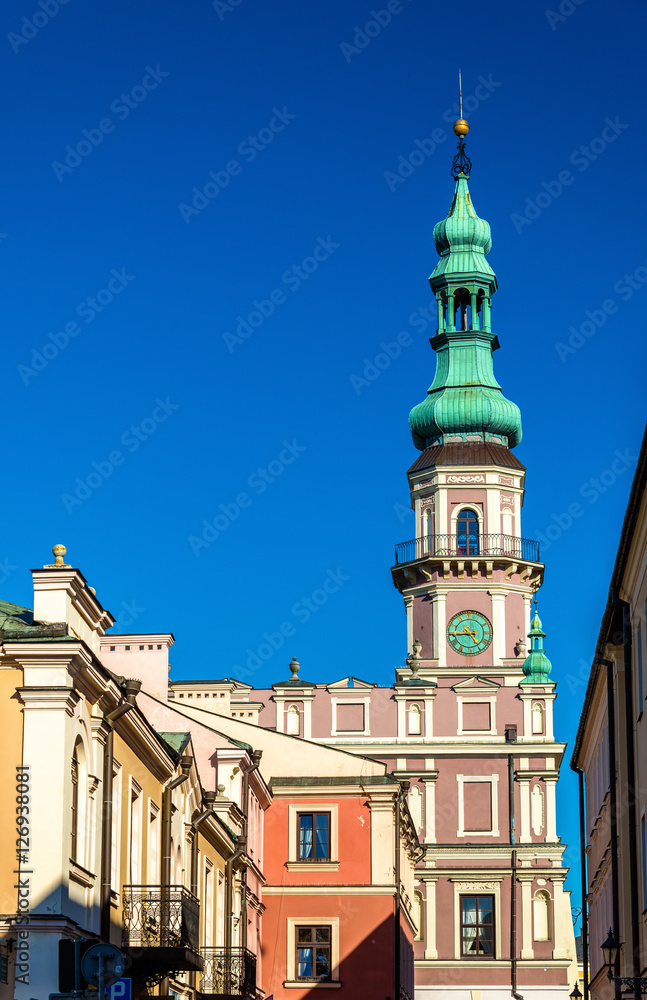 Fototapeta premium Ratusz or Town Hall on Rynek Wielki Square in Zamosc, Poland