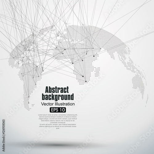Three-dimensional abstract planet, Dot world map consisting of, representing the global, 
Global network connection,international meaning.