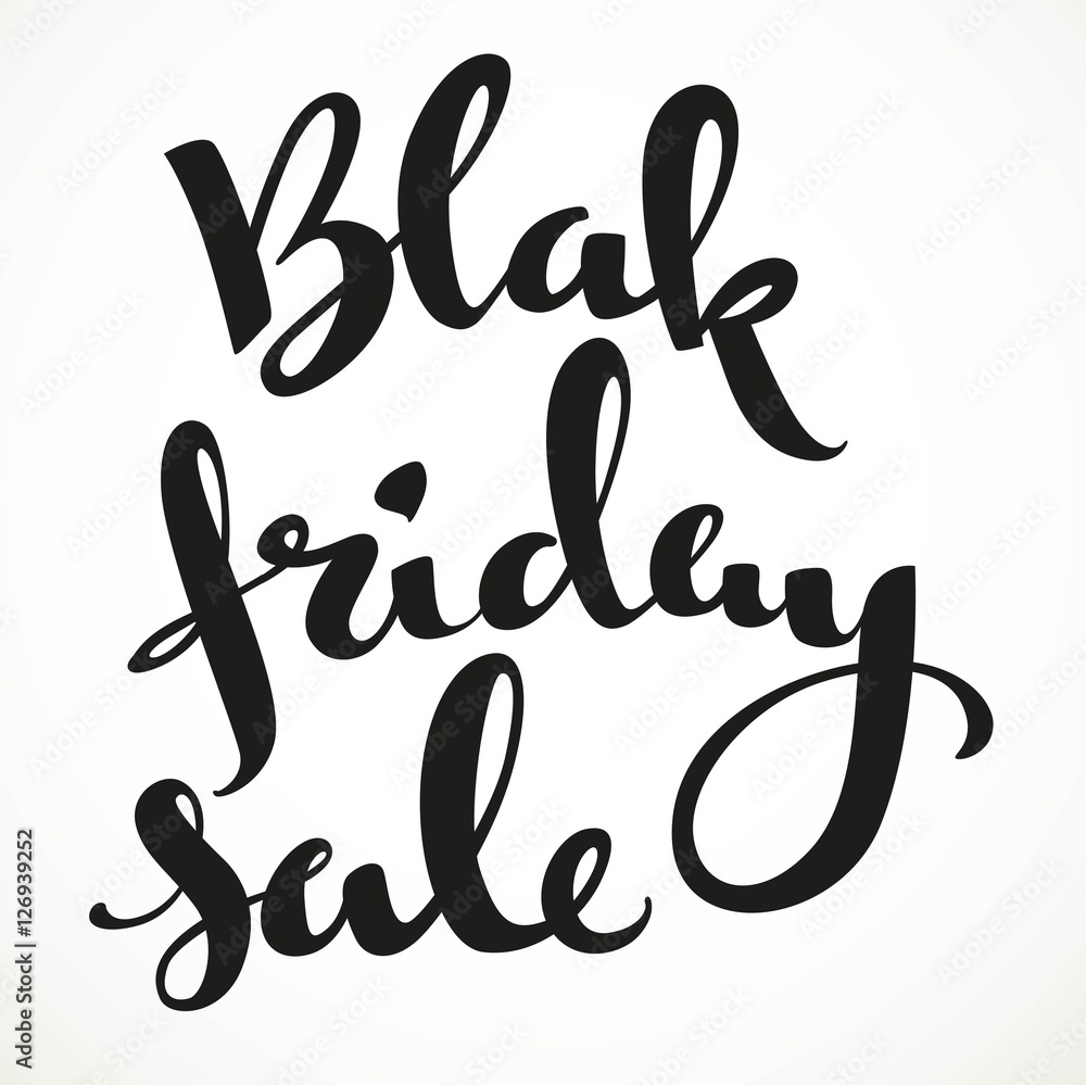 Black friday sale black calligraphic inscription on a white back Black friday sale black calligraphic inscription on a white back