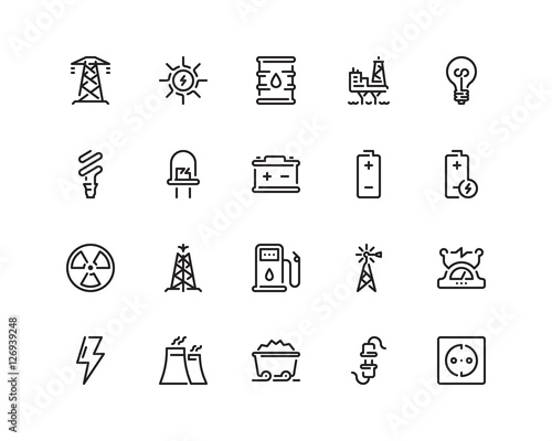 Energy outline icon set