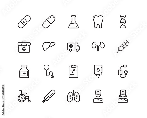 Health outline icon set