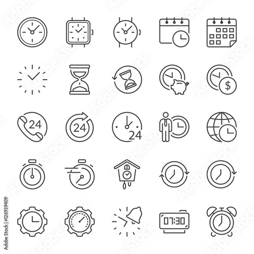 time thin line icons