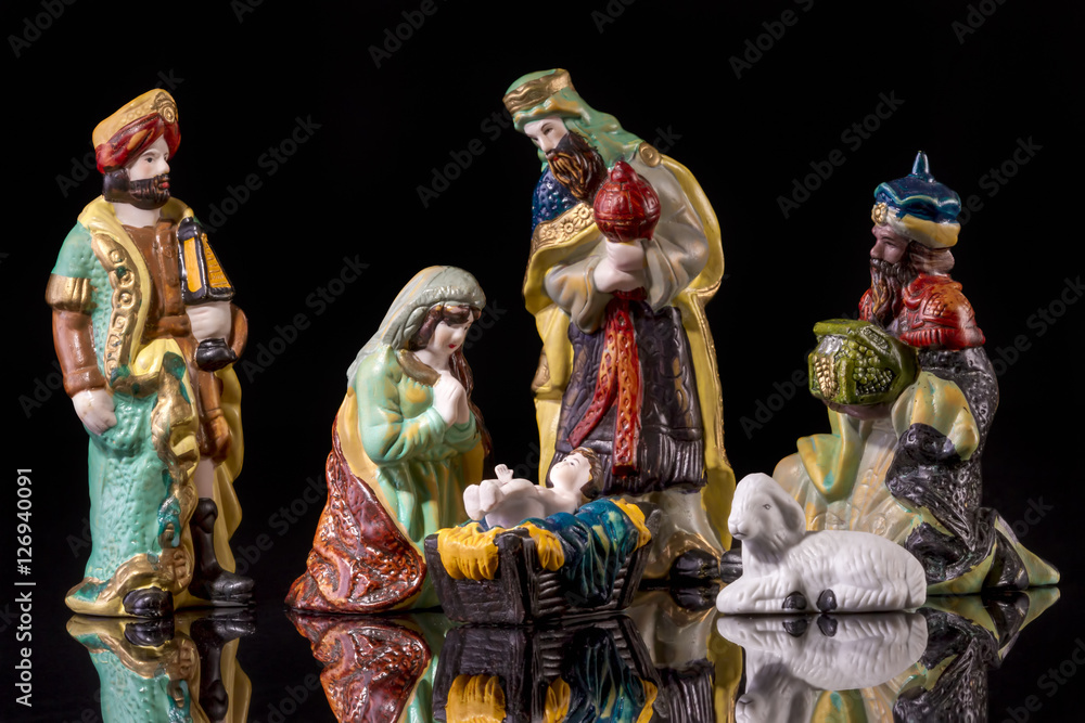 Christmas Manger scene with figurines