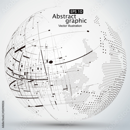 Point and curve constructed the sphere wireframe, technological sense abstract illustration.