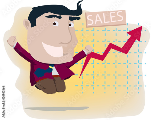 sales increasing graphic situation man happy
