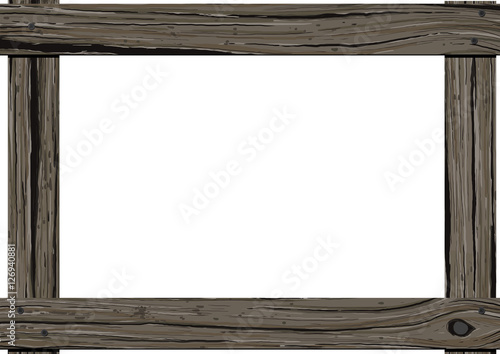 Old dark wood horizontal frame with empty space for text on white background.