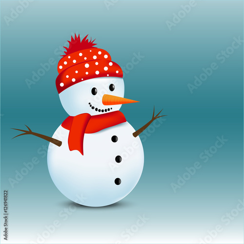 smiling christmas snowman with cap