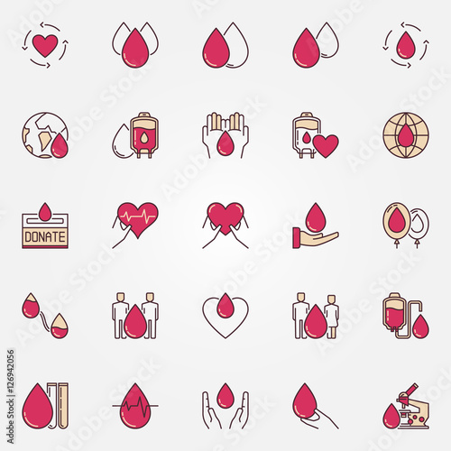 Charity blood donation icons