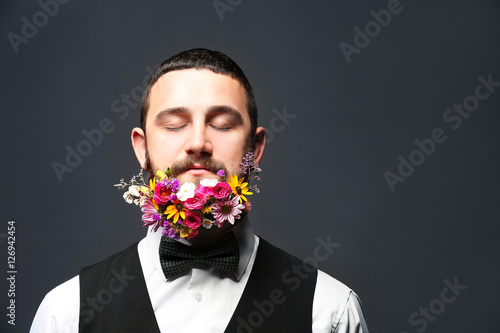 Handsome man with beard of ...
